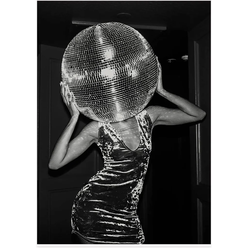 ALAYRA Posters for Room Aesthetic 70s Funny Disco Black and White Canvas Wall Art Prints Trendy Retro Party Wall Decor Poster for Living Room Bar Cart 12x16in Unframed 01