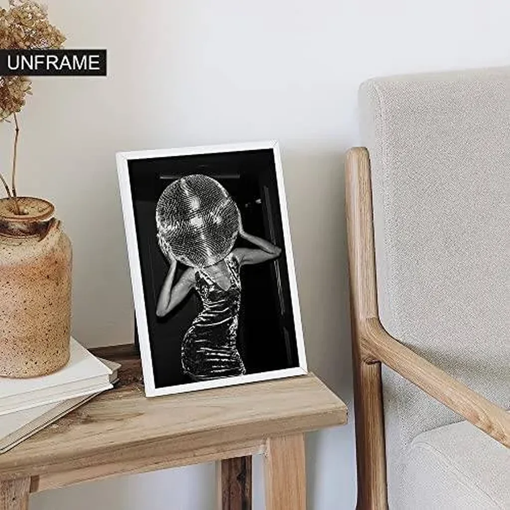 ALAYRA Posters for Room Aesthetic 70s Funny Disco Black and White Canvas Wall Art Prints Trendy Retro Party Wall Decor Poster for Living Room Bar Cart 12x16in Unframed 01 - Image 4