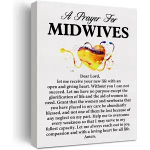 ALAYRA Prayer for Midwives Quote Poster Canvas Wall Art for Office Home Decor - Midwife Gift Medical Professionals Canvas Print Wall Art Painting Ready to Hang Gifts - Easel & Hanging Hook 12x15 Inch