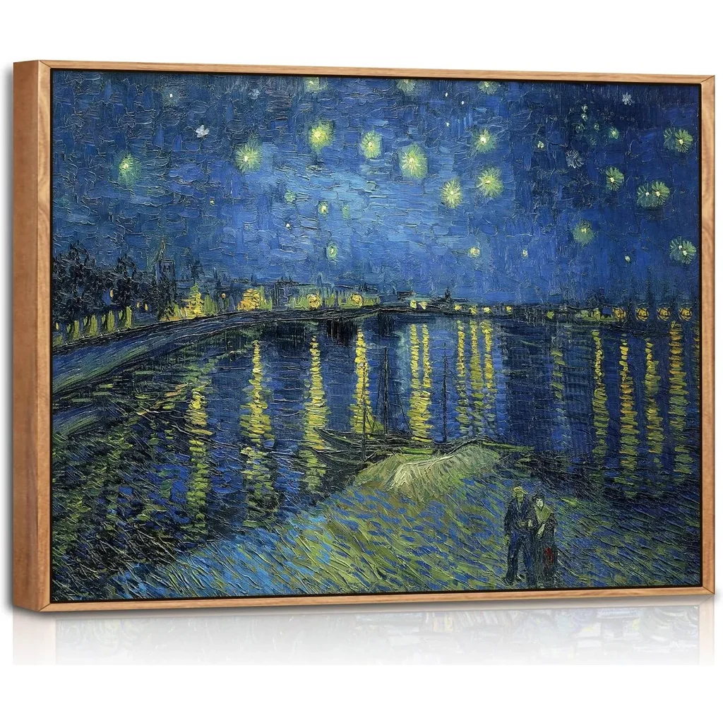ALAYRA Premium Poster, 40 x 60 cm, Vincent Van Gogh Starry Night Over Poster with Borders, Modern Wall Pictures, Classic Posters for Living Room, Bedroom, Abstract Pictures, Minimalist, Perfect Gifts