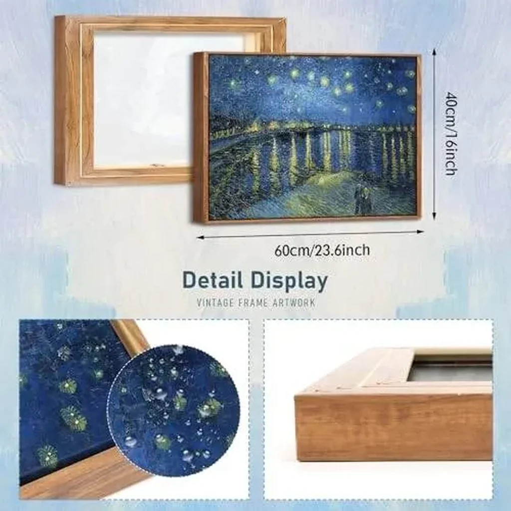 ALAYRA Premium Poster, 40 x 60 cm, Vincent Van Gogh Starry Night Over Poster with Borders, Modern Wall Pictures, Classic Posters for Living Room, Bedroom, Abstract Pictures, Minimalist, Perfect Gifts - Image 3