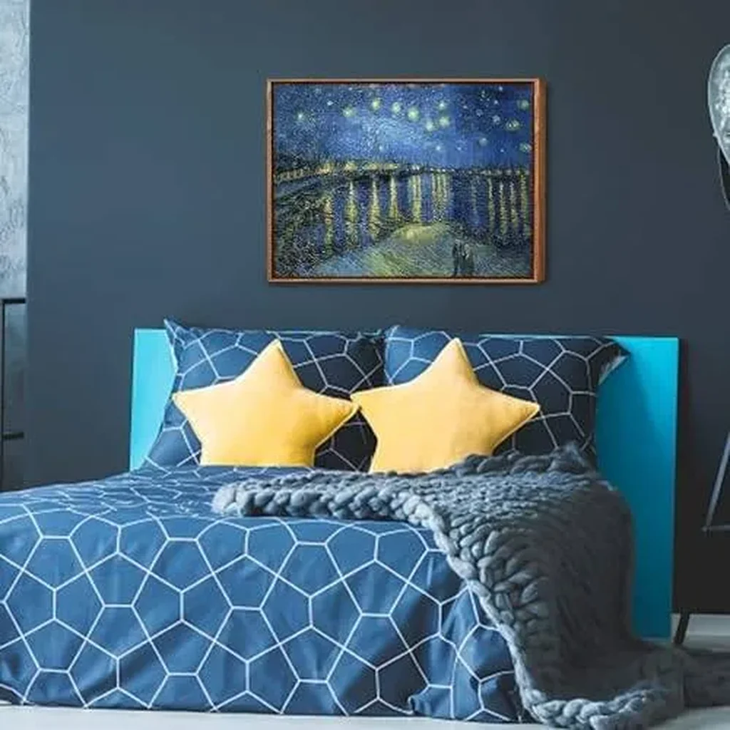 ALAYRA Premium Poster, 40 x 60 cm, Vincent Van Gogh Starry Night Over Poster with Borders, Modern Wall Pictures, Classic Posters for Living Room, Bedroom, Abstract Pictures, Minimalist, Perfect Gifts - Image 4