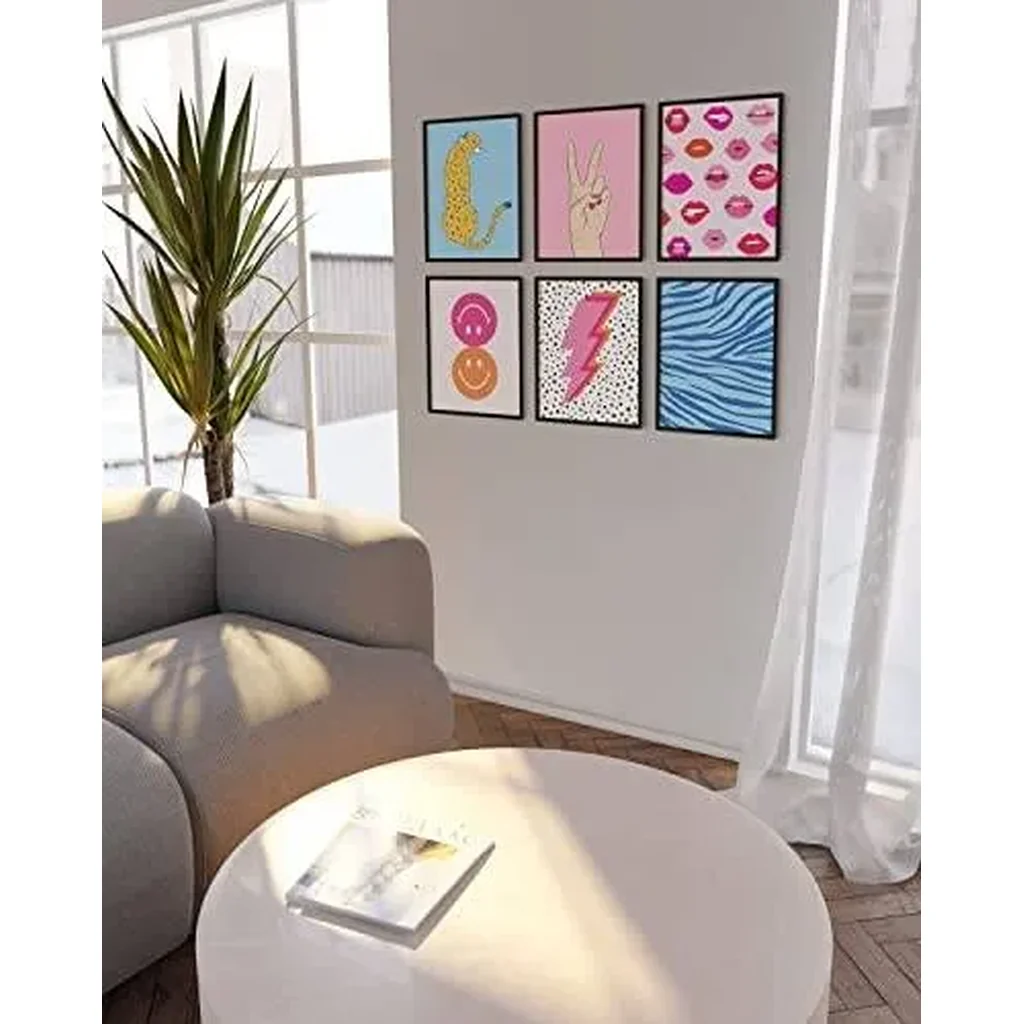 ALAYRA Preppy Pictures for Wall - Set of 6 Pink Aesthetic Posters, Dorm Room Decor for College Girls, Bedroom Wall Art, Cute Unframed 8x10 01 - Image 4