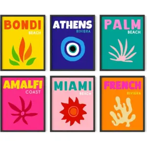 ALAYRA Preppy Posters, Aesthetic Destination Poster, Travel Wall Art, Colorful Prints, Trendy Artwork (Unframed, 11x14) 01