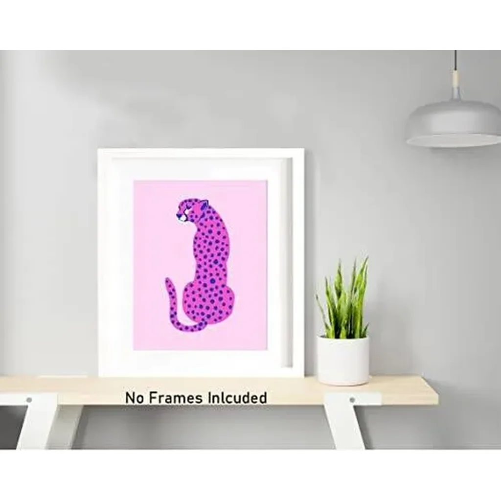 ALAYRA Preppy Room Decor Aesthetic Prints, Pink Cowgirls Hat Leopard Skull Lip Canvas Wall Art, Fashion Female Power Art Painting for Teen Girls Bedroom College Dorm Room Decor, Set of 4-(8"x10" Unfra - Image 4