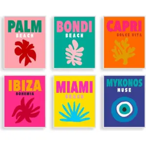 ALAYRA Preppy Room Decor Aesthetic Wall Art Set of 6 - Collage Kit for Teen Girls Wall Decor (Unframed 8x10in) 01
