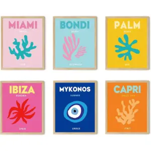 ALAYRA Preppy Room Dcor Aesthetic, Preppy Wall Decor, Preppy Travel Prints, Preppy Stuff, Preppy Things, Preppy Posters for Teen Girl Room (8" x 10", Set of 6, UNFRAMED) 01