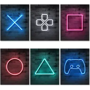 ALAYRA PRINTED Neon Gaming Posters - UNFRAMED 8"x10" - Gamer Room Decor for Boys - Gaming Room Decor - Gaming Decor - Posters for Boys Room - Gamer Decor - Video Game Decor - Gaming Wall Decor 01