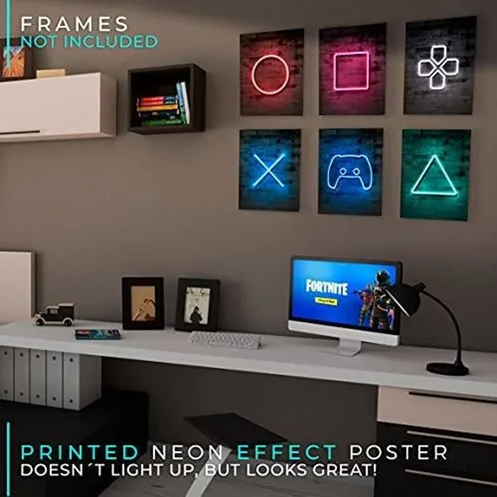 ALAYRA PRINTED Neon Gaming Posters - UNFRAMED 8"x10" - Gamer Room Decor for Boys - Gaming Room Decor - Gaming Decor - Posters for Boys Room - Gamer Decor - Video Game Decor - Gaming Wall Decor 01 - Image 2