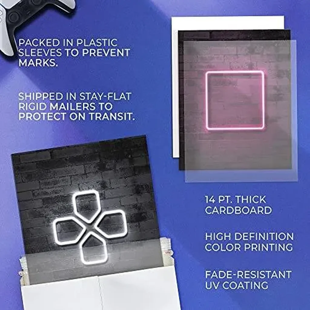 ALAYRA PRINTED Neon Gaming Posters - UNFRAMED 8"x10" - Gamer Room Decor for Boys - Gaming Room Decor - Gaming Decor - Posters for Boys Room - Gamer Decor - Video Game Decor - Gaming Wall Decor 01 - Image 3