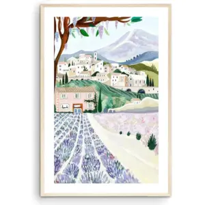 ALAYRA Provence France Travel Wall Art Lavender Fields Home Decor Housewarming Gift (Unframed, 12x18) 01