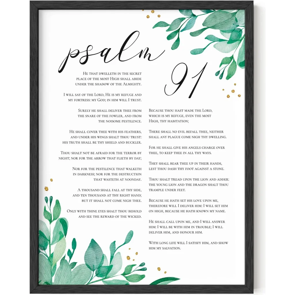 ALAYRA Psalm 91 Wall Art - Bible Verses Wall Art, Religious Wall Quotes Bible Verse, Artwork With Scripture Art, Religious Gifts for Women, Christian Prints and Posters (Unframed, 12x16) 01