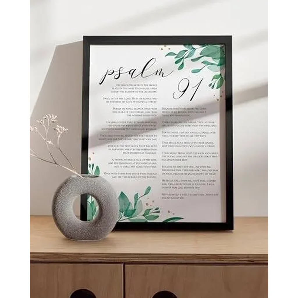 ALAYRA Psalm 91 Wall Art - Bible Verses Wall Art, Religious Wall Quotes Bible Verse, Artwork With Scripture Art, Religious Gifts for Women, Christian Prints and Posters (Unframed, 12x16) 01 - Image 4