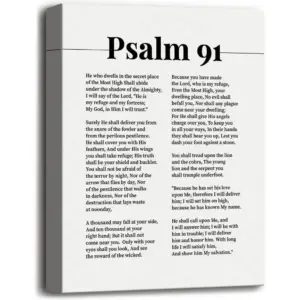 ALAYRA Psalms 91 Print Poster Christian Canvas Wall Art, Spiritual Wall Decor Sign, Christian Gift Bible Quote Print Biblical Verses Scripture Baptism Gift, Christian Family Home or Office Decor 12x15
