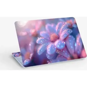 ALAYRA Purple Flowers Droplet Digital Art, Laptop Skin Sticker Decal, 13.3 14 15 15.4 15.6 Inch Laptop Universal Vinyl Skin Sticker Cover, Dustproof, Waterproof, Decal Protector With Free 2 Wrist Pads