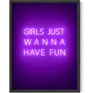 ALAYRA Purple Pictures Wall Decor - Wall Art for Bedroom Aesthetic Purple, Neon Posters, Teen Girl Posters for Bedroom UNFRAMED 12" x 16" (Girls Just Wanna Have Fun) 01