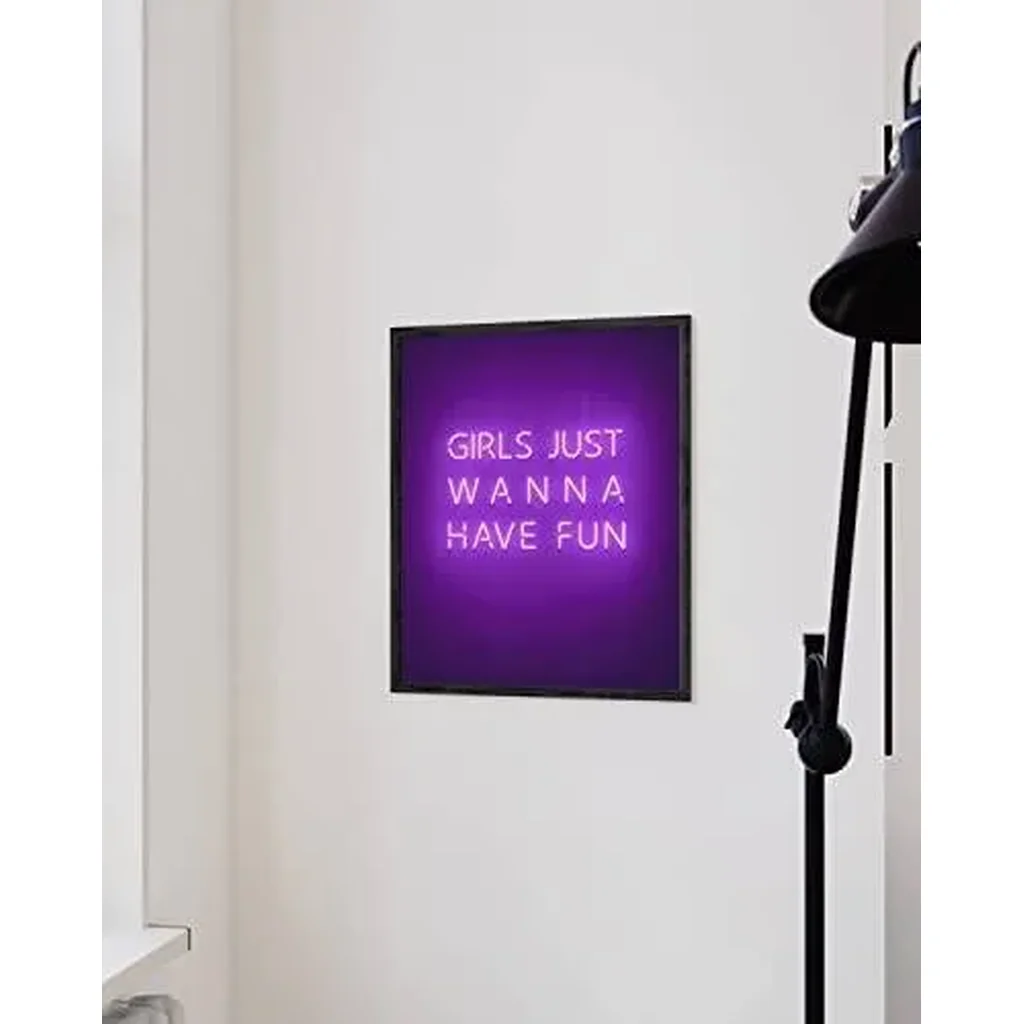 ALAYRA Purple Pictures Wall Decor - Wall Art for Bedroom Aesthetic Purple, Neon Posters, Teen Girl Posters for Bedroom UNFRAMED 12" x 16" (Girls Just Wanna Have Fun) 01 - Image 4