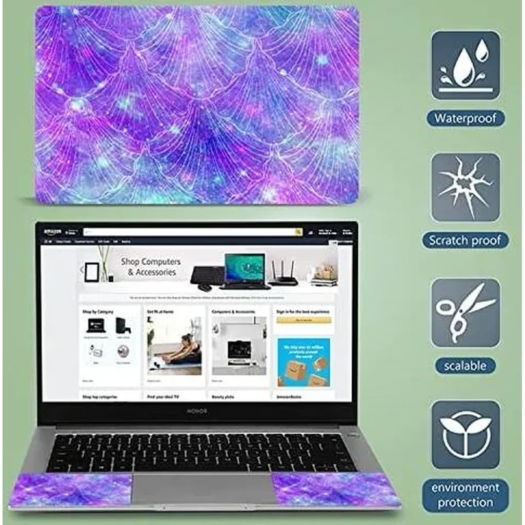 ALAYRA Purple Shell 11.6 13 13.3 14 15 15.6 inches Netbook Laptop Skin Sticker Reusable Protector Cover Case for Laptop Notebook FY-NEK-17 01 - Image 4