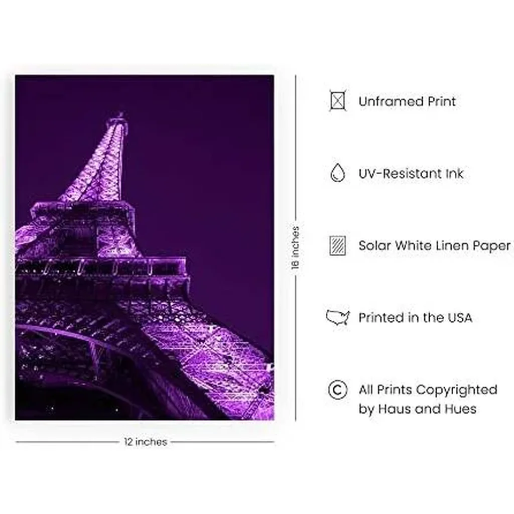 ALAYRA Purple Wall Art & Paris Wall Decor for Bedroom - Paris Wall Art & Aesthetic Posters for Bedroom Paris Posters for Teens & Purple Wall Decor for Bedroom Teen Girl UNFRAMED 12"x16" 01 - Image 3