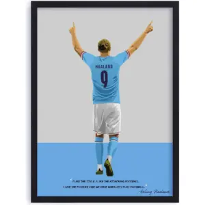 ALAYRA QUOTE - UNQUOTE ART Erling Haaland Framed Poster - Original Football Wall Art - 13x17 inches - Black Frame 01