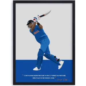 ALAYRA QUOTE - UNQUOTE ART Virat Kohli Poster Framed Sports Posters - Original Cricket Posters for Wall - 13x17 inches - Black Frame 01