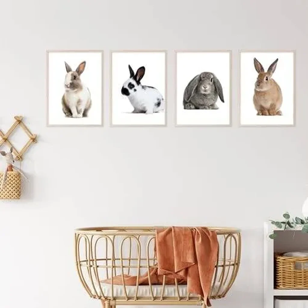 ALAYRA Rabbit Wall Art Bunny Decor - Set of 4 (8x10) Rabbit Animal Wall Art Bunny Art Rabbit Poster, Rabbit Decor For Bedroom Bathroom Nursery, Minimalist Rabbit Art Bunny Animal Print - UNFRAMED 01 - Image 5