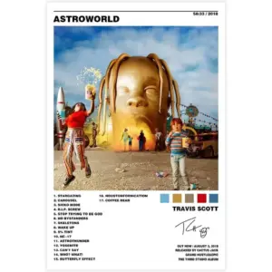 ALAYRA Radioisld Travis Scott Poster Astroworld Rapper Music Album Canvas Poster 12x18inch Unframed 01