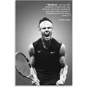 ALAYRA Rafael Nadal Poster The Motivational Posters For Home Decor Tennis Canvas For Boys Bedroom Gift Unframe-style 12x18inch(30x45cm) 01