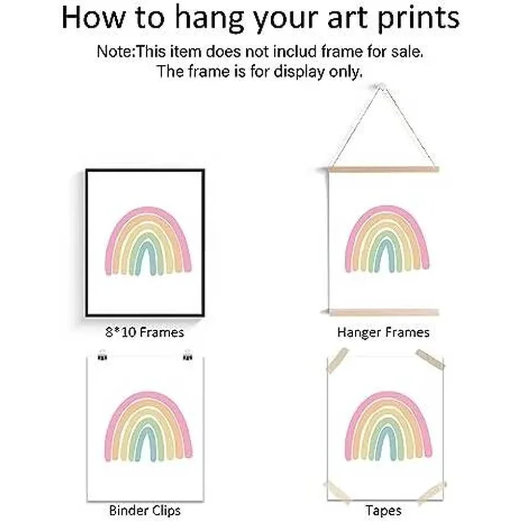 ALAYRA Rainbow Sun Hearts Wall Art Prints - Set of 3 Posters for Nursery, Baby, or Kid's Room Decor, Room Decoration - 8x10 inch Unframed 01 - Image 3