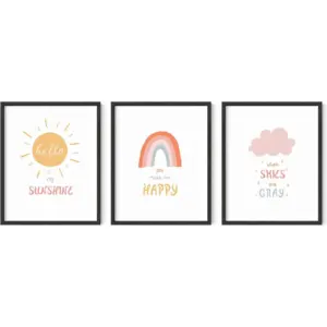 ALAYRA Rainbow Wall Art Set of 3 for Kids' Nursery or Bedroom Boho Rainbow Wall Decor (8x10) Unframed 01