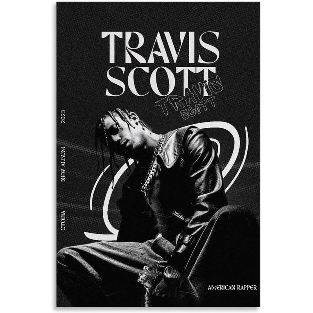 ALAYRA Rapper Travis Poster Scott Utopia Canvas Art Painting Decor Wall Posters Bedroom Gym Decorative Gift 12x18inch(30x45cm), Unframe-style 01