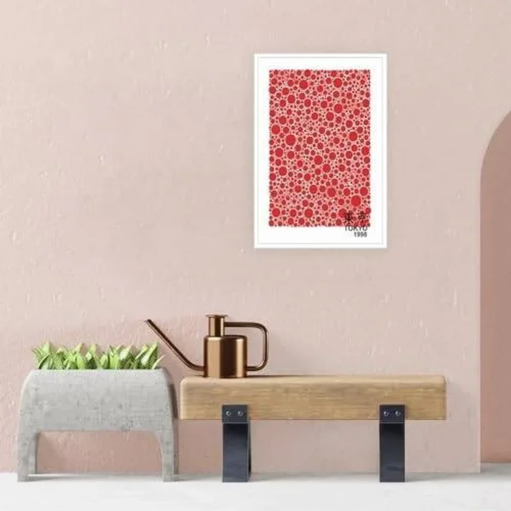ALAYRA Red Abstract Canvas Wall Art Yayoi KUAEma Inspired Red Wall Art Japanese Posters Circle Wall Art Prints Painting Abstract Aesthetic Wall Decor for Living Room Bedroom 12x16in Unframed 01 - Image 2