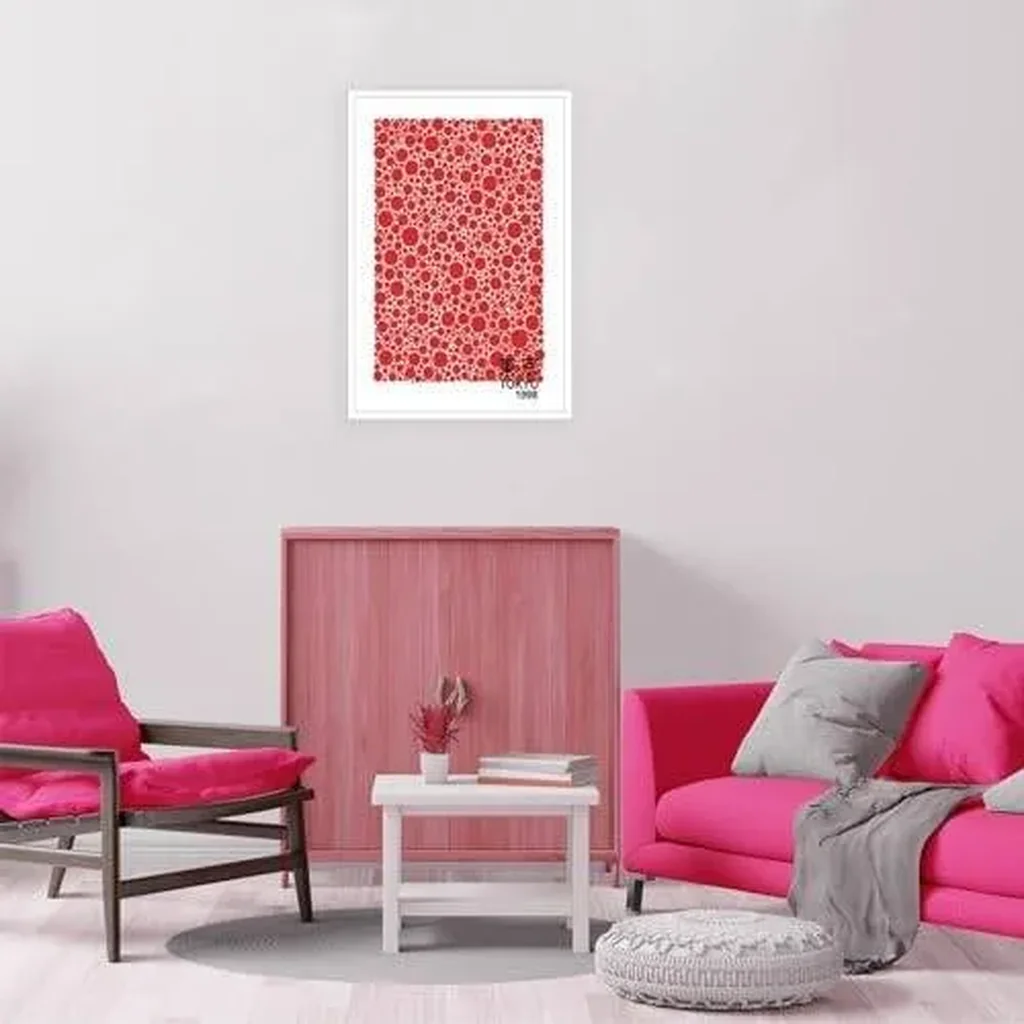ALAYRA Red Abstract Canvas Wall Art Yayoi KUAEma Inspired Red Wall Art Japanese Posters Circle Wall Art Prints Painting Abstract Aesthetic Wall Decor for Living Room Bedroom 12x16in Unframed 01 - Image 5