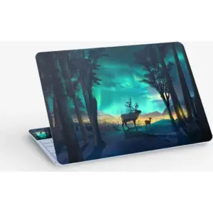ALAYRA Reindeer Northern Lights Digital Art, Laptop Skin Sticker Decal, 13.3 14 15 15.4 15.6 Inch Laptop Universal Vinyl Skin Sticker Cover, Dustproof, Waterproof, Decal Protector With Free 2 Wrist Pa
