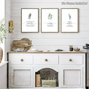 ALAYRA Religious Wall Art Serenity Prayer Poster Bible Verse Wall Decor Plant Pictures Wall Art Christian Posters Decor for Bedroom Botanical Prints Lords Prayer Wall Art 16x24 Inch Unframed 01