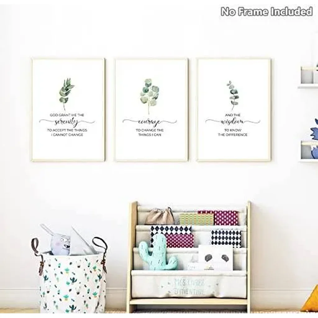 ALAYRA Religious Wall Art Serenity Prayer Poster Bible Verse Wall Decor Plant Pictures Wall Art Christian Posters Decor for Bedroom Botanical Prints Lords Prayer Wall Art 16x24 Inch Unframed 01 - Image 3