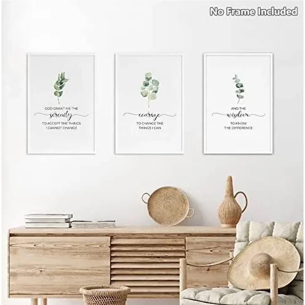 ALAYRA Religious Wall Art Serenity Prayer Poster Bible Verse Wall Decor Plant Pictures Wall Art Christian Posters Decor for Bedroom Botanical Prints Lords Prayer Wall Art 16x24 Inch Unframed 01 - Image 4