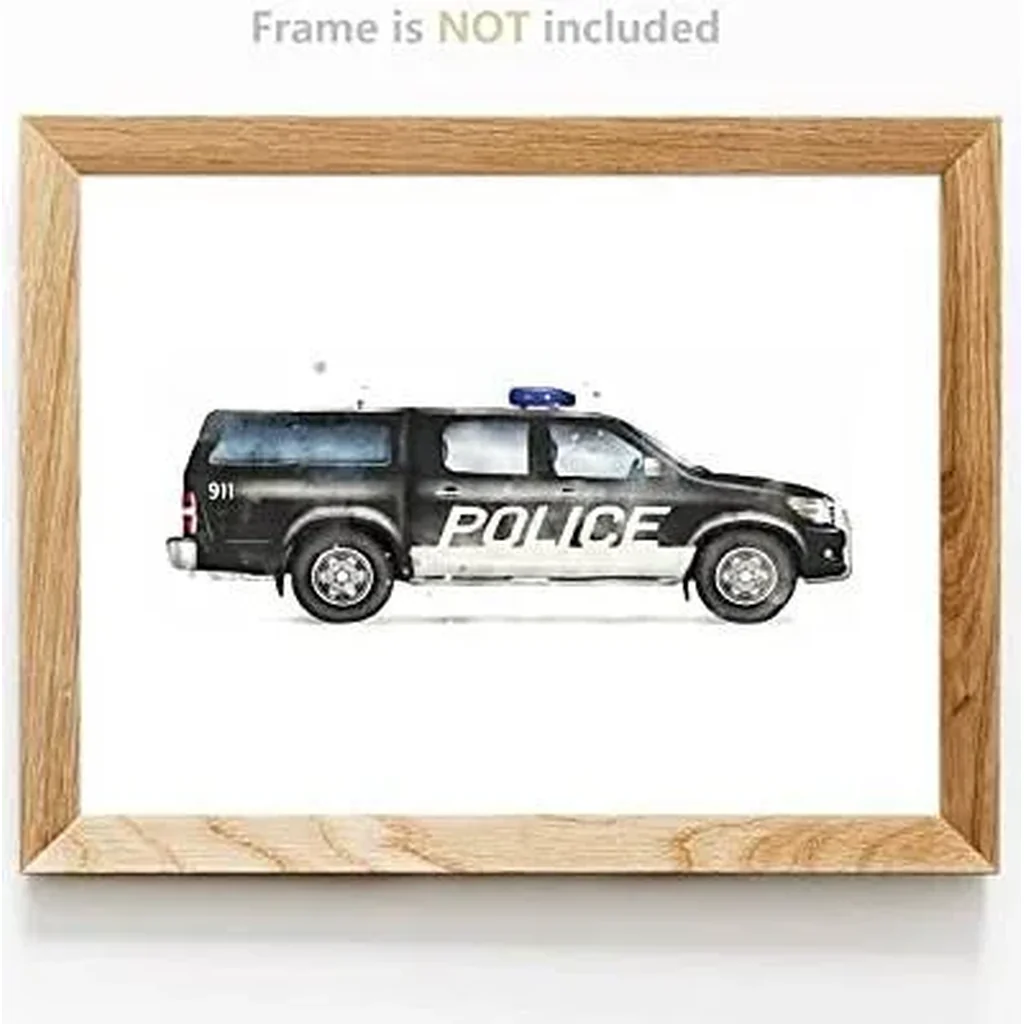 ALAYRA Rescue Vehicle Wall Art Print Cute Transportation Cartoon Car Artwork Nursery Boy Bedroom Decor Wall Decor Pictures Prints for Home Kids Bedroom Playroom Decor, (6PCS, 8"x10", Unframed) 02 - Image 2