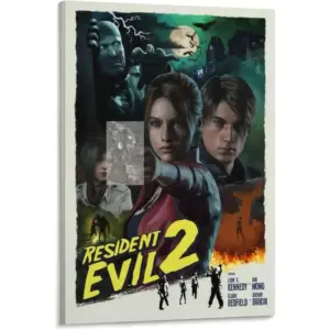 ALAYRA Resident Evil 2 Game Anime Posters Cool Aesthetic Game Posters Wall Art Paintings Canvas Wall Decor Home Decor Living Room Decor Aesthetic Prints 16x24inch(40x60cm) Unframe-style 01