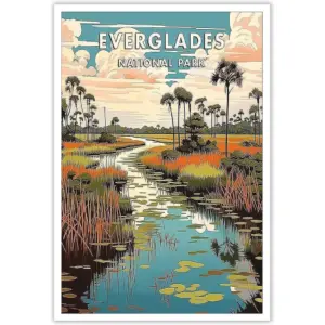 ALAYRA Retro Abstract Everglades National Park Poster Fashionable Minimalist Rural Decor Style Prints Leisurely And Comfortable Travel Wall Art For Home Bedroom Dorm Wall Decor 12x16in Unframed 01