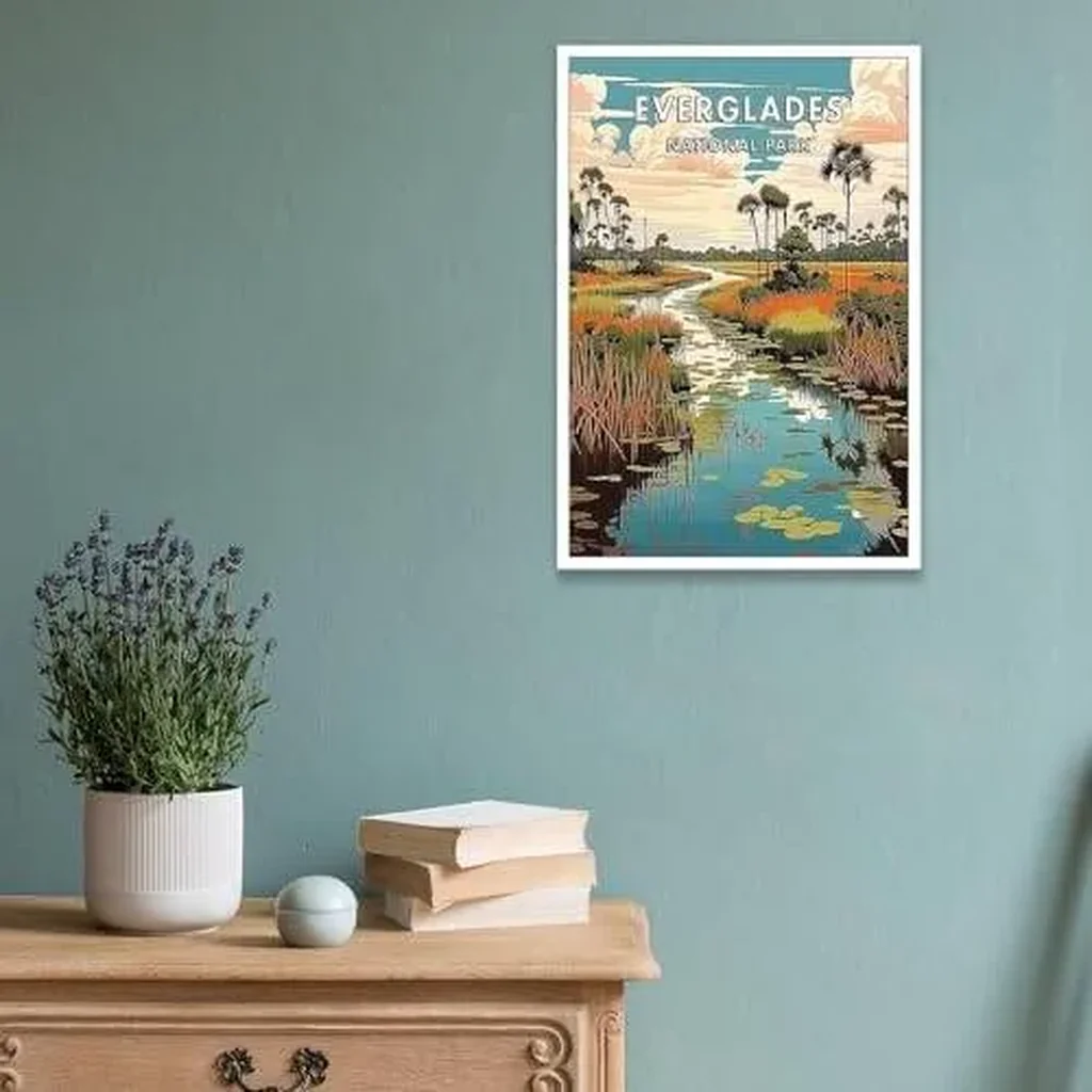 ALAYRA Retro Abstract Everglades National Park Poster Fashionable Minimalist Rural Decor Style Prints Leisurely And Comfortable Travel Wall Art For Home Bedroom Dorm Wall Decor 12x16in Unframed 01 - Image 2