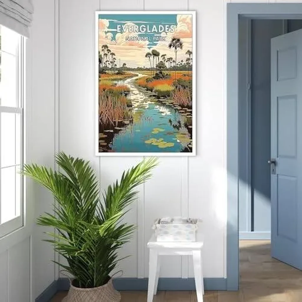 ALAYRA Retro Abstract Everglades National Park Poster Fashionable Minimalist Rural Decor Style Prints Leisurely And Comfortable Travel Wall Art For Home Bedroom Dorm Wall Decor 12x16in Unframed 01 - Image 3