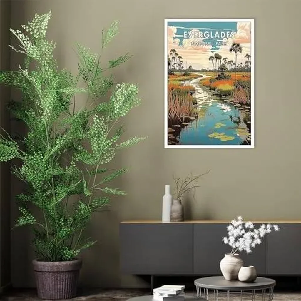 ALAYRA Retro Abstract Everglades National Park Poster Fashionable Minimalist Rural Decor Style Prints Leisurely And Comfortable Travel Wall Art For Home Bedroom Dorm Wall Decor 12x16in Unframed 01 - Image 4