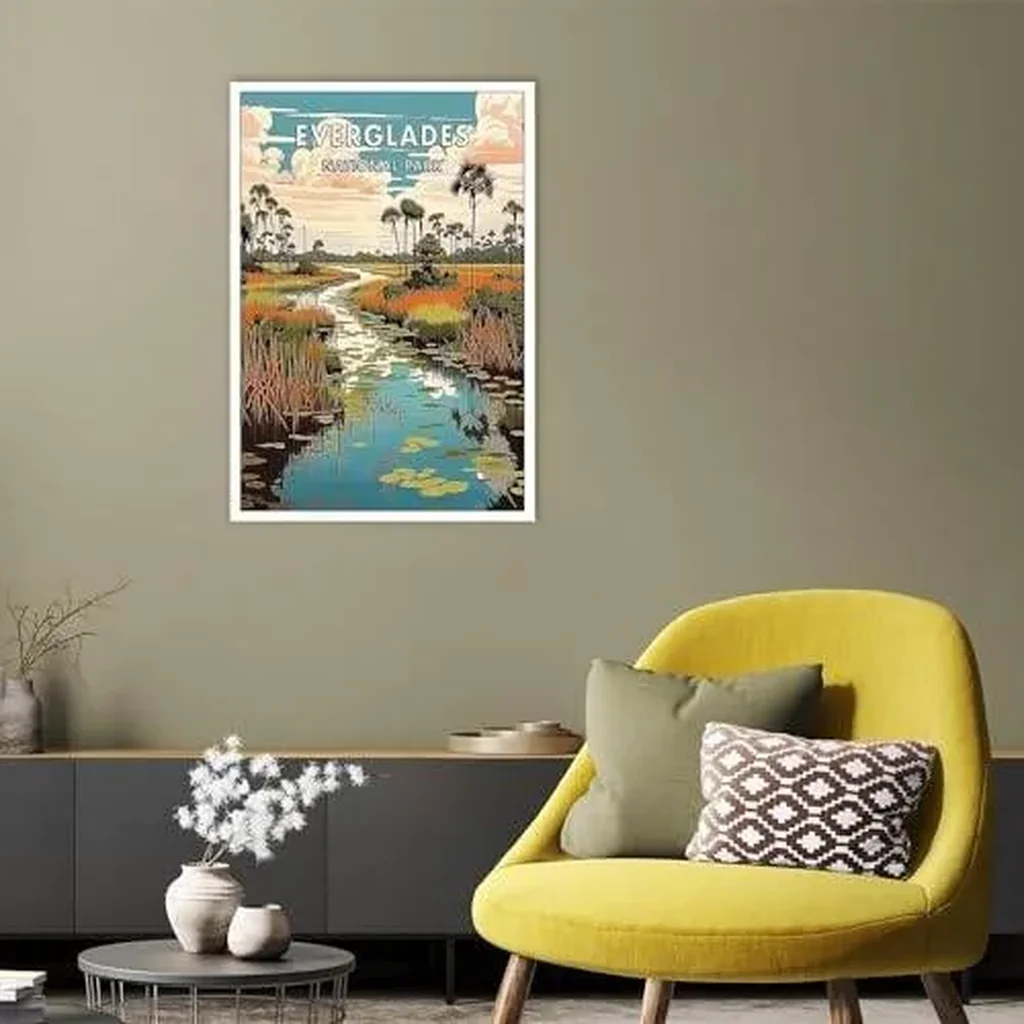 ALAYRA Retro Abstract Everglades National Park Poster Fashionable Minimalist Rural Decor Style Prints Leisurely And Comfortable Travel Wall Art For Home Bedroom Dorm Wall Decor 12x16in Unframed 01 - Image 5