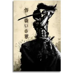 ALAYRA Retro Japanese Warrior Bushido Armored Samurai Poster Art Canvas Painting Wall Print Picture Room Home Decor Unframed 12 x18 inches 01