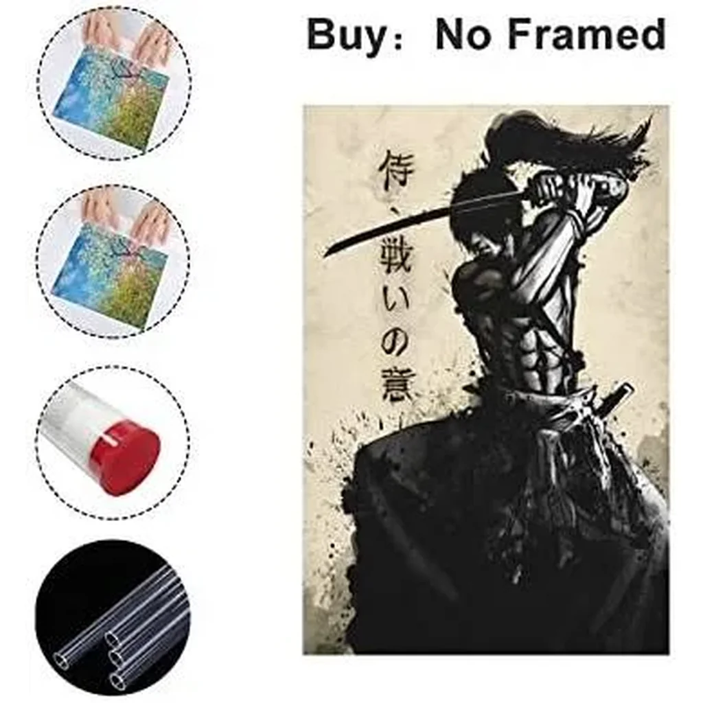 ALAYRA Retro Japanese Warrior Bushido Armored Samurai Poster Art Canvas Painting Wall Print Picture Room Home Decor Unframed 16 x24 inches 01 - Image 4