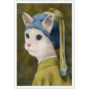 ALAYRA Retro Kitten Canvas Wall Art Famous Funny Kitten Art Poster Representational Art Print Painting Animal Aesthetic Wall Decor for Living Room Bedroom Kindergarten 12x16in Unframed 01