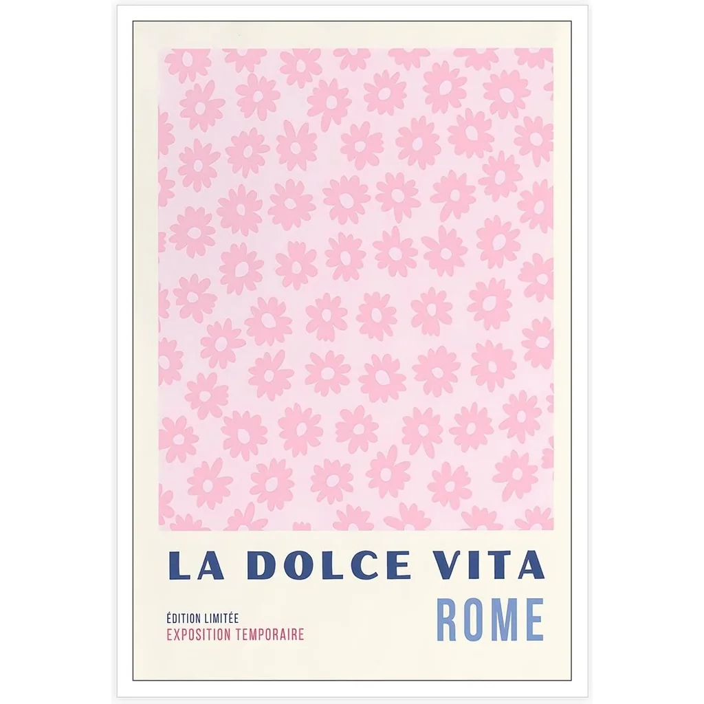ALAYRA Retro La Dolce Vita Dition LimitE Exposition Temporaire Posters Flower Rome Natural Theme Art Pink Bouquet Flowers Plant Prints For Home Bedroom Dorm Office Wall Decor 12x16in Unframed 01
