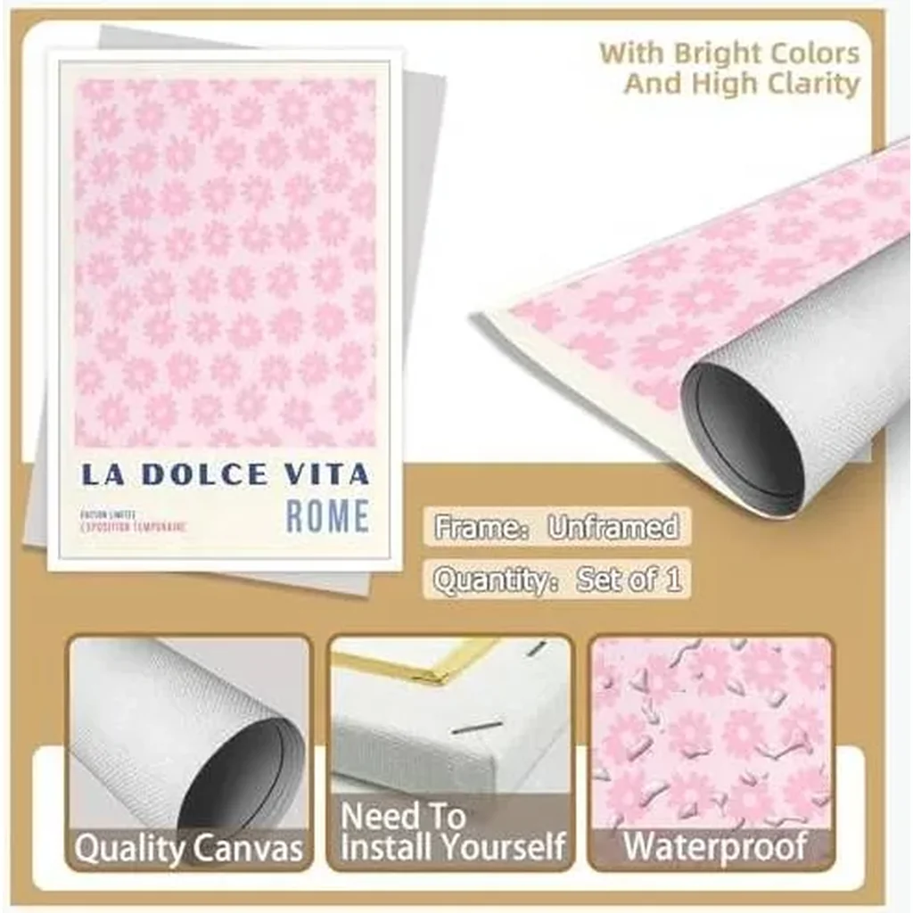 ALAYRA Retro La Dolce Vita Dition LimitE Exposition Temporaire Posters Flower Rome Natural Theme Art Pink Bouquet Flowers Plant Prints For Home Bedroom Dorm Office Wall Decor 12x16in Unframed 01 - Image 6