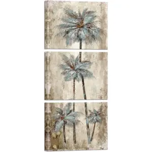 ALAYRA Retro Old Lighthouse Canvas Wall Art Rustic Coastal Seascape Picture Prints for Home Wall Decoration Artwork (C-Palm Tree) 01